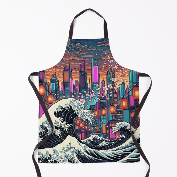 Item preview, Neo Tokyo Waves – Modern Ukiyo-e Cyberpunk Sakura Cityscape designed and sold by vekotpu.