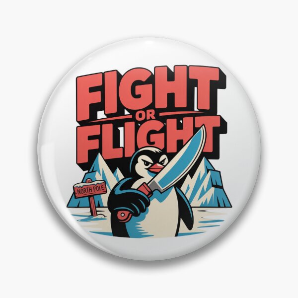 Item preview, Funny Fight or Flight Penguin Meme – Badass Angry Animal Graphic designed and sold by MerchlyMike.