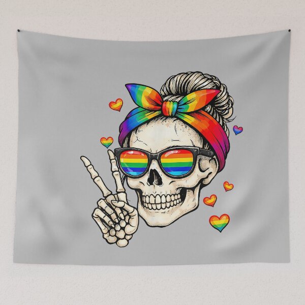 Item preview, Messy Bun Skull Rainbow Flag LGBT Gay Pride Women Girls Kids designed and sold by mjohnson9.