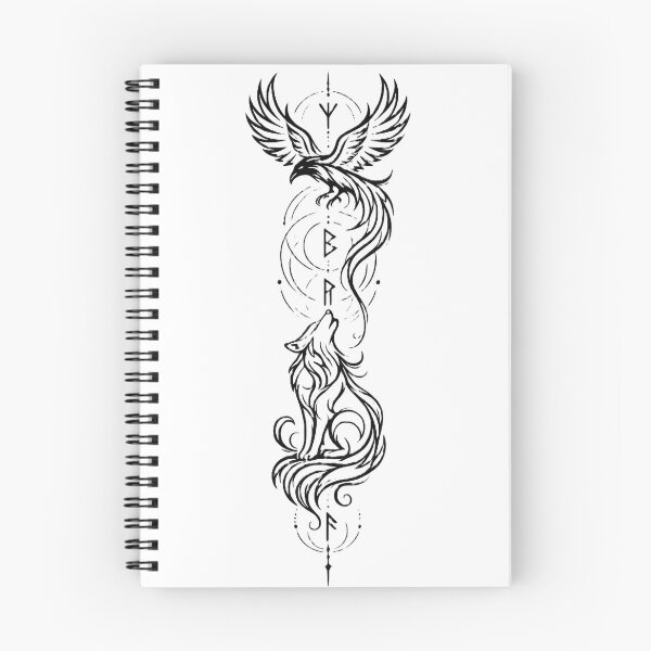 Item preview, Norse Runes Wolf and Phoenix Tattoo Art designed and sold by Mido-artister.