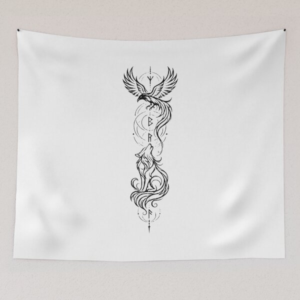 Item preview, Norse Runes Wolf and Phoenix Tattoo Art designed and sold by Mido-artister.