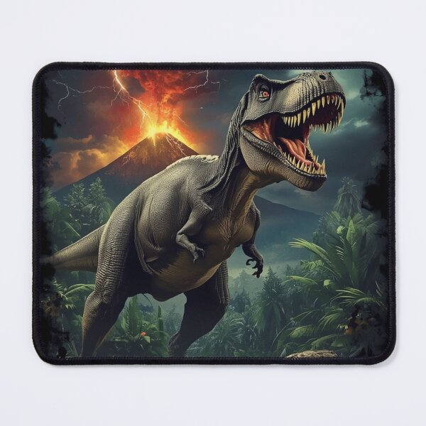 Item preview, Epic T-Rex Dinosaur Volcano Jungle Dark Art T-Shirt designed and sold by SunnyDesign82.