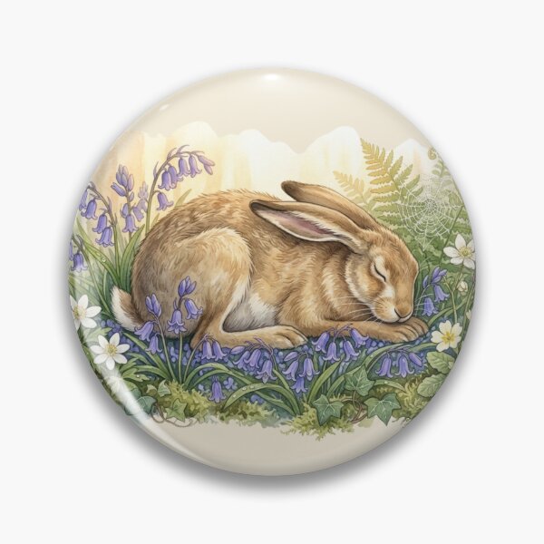 Item preview, Sleeping Hare Bluebell Morning Cottagecore Spring Art designed and sold by CalmCapy Co.
