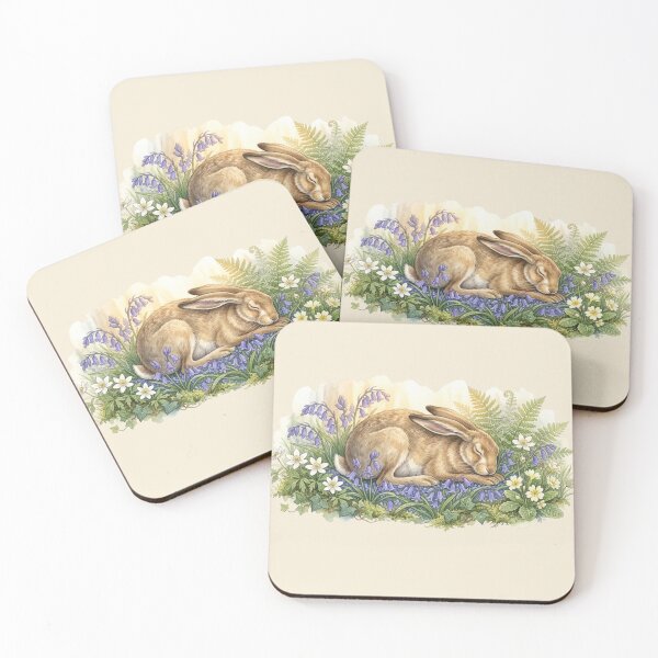 Item preview, Sleeping Hare Bluebell Morning Cottagecore Spring Art designed and sold by CalmCapy Co.