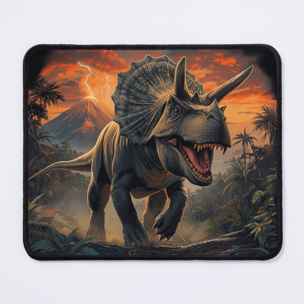 Item preview, Epic Triceratops Dinosaur Charging Prehistoric Sunset Dark Art T-Shirt designed and sold by SunnyDesign82.