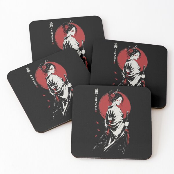 Item preview, Samurai Woman Under Red Sun | Japanese Warrior Art designed and sold by MonNoir.