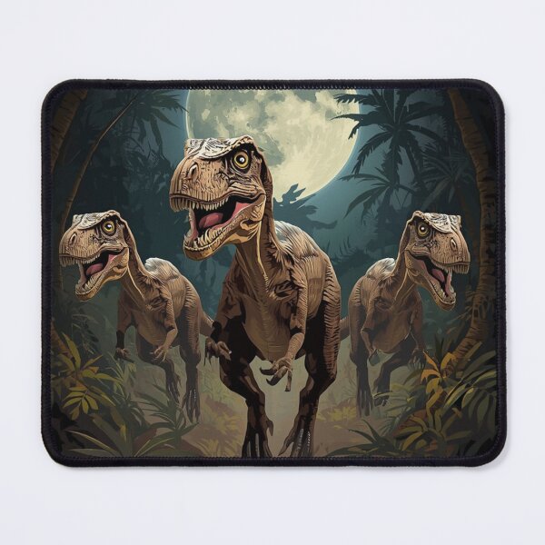 Item preview, Velociraptor Pack Running Prehistoric Jungle Full Moon Dark Art T-Shirt designed and sold by SunnyDesign82.