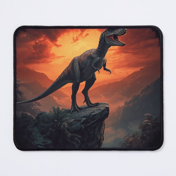 Item preview, Velociraptor Cliff Roaring Fiery Sunrise Dark Epic Dinosaur T-Shirt designed and sold by SunnyDesign82.