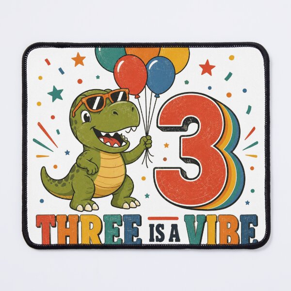 Item preview, Three Is A Vibe Dinosaur Birthday Shirt Cute T-Rex 3rd Birthday Kids T-Shirt designed and sold by SunnyDesign82.