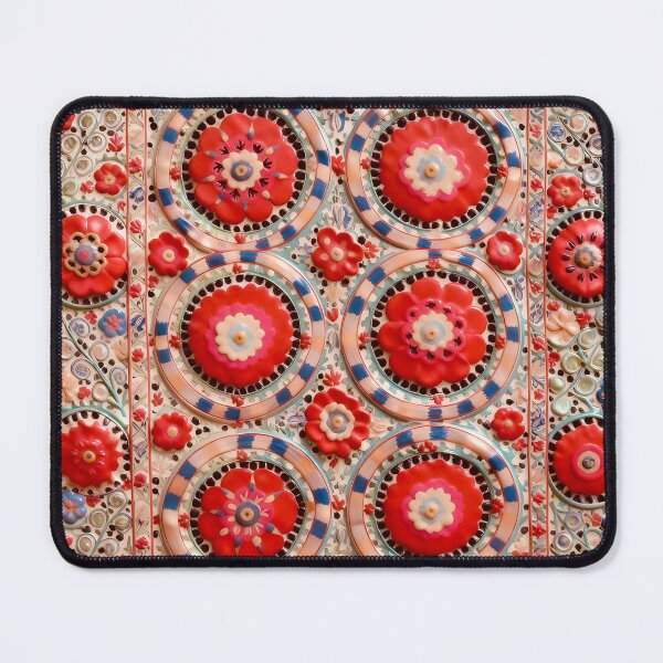 Item preview, Karabag Suzani Uzbekistan Embroidery Print designed and sold by Vicky Brago-Mitchell®.