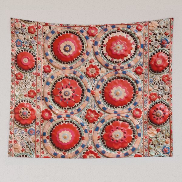 Item preview, Karabag Suzani Uzbekistan Embroidery Print designed and sold by Vicky Brago-Mitchell®.