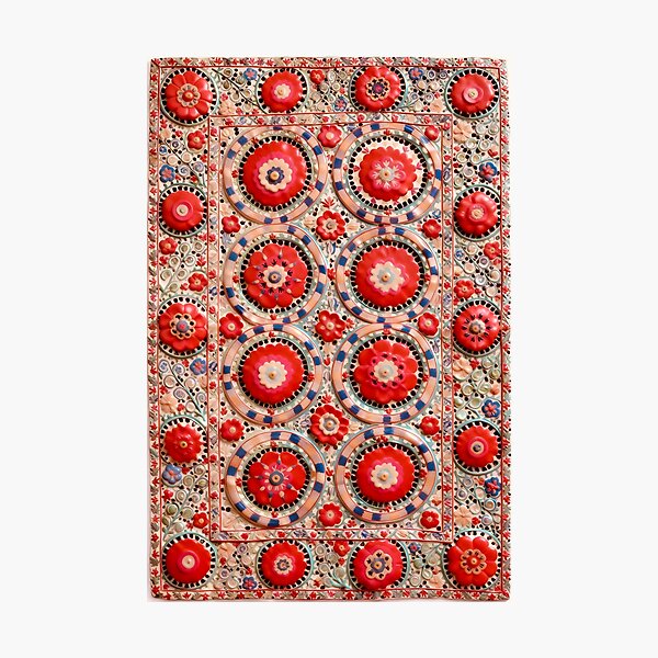 Item preview, Karabag Suzani Uzbekistan Embroidery Print designed and sold by Vicky Brago-Mitchell®.