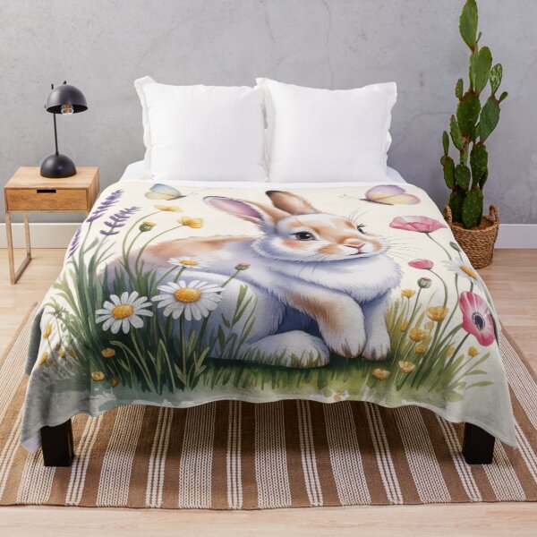Item preview, Bunny Wildflower Meadow Cottagecore Watercolor designed and sold by CalmCapy Co.
