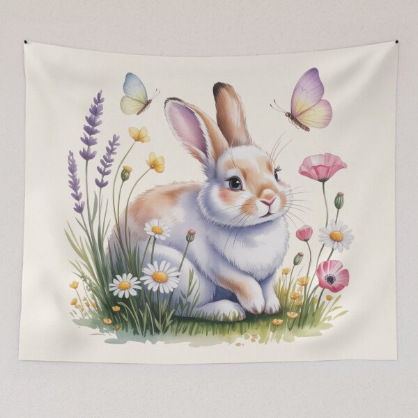 Item preview, Bunny Wildflower Meadow Cottagecore Watercolor designed and sold by CalmCapy Co.