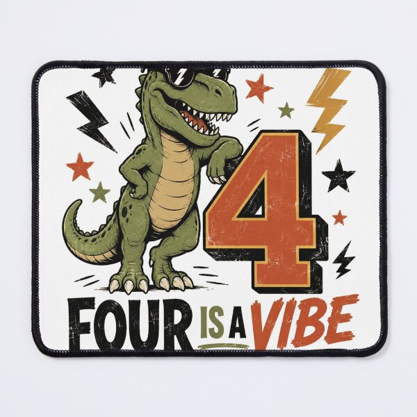 Item preview, Four Is A Vibe Dinosaur Birthday Shirt Cool T-Rex 4th Birthday Kids T-Shirt designed and sold by SunnyDesign82.