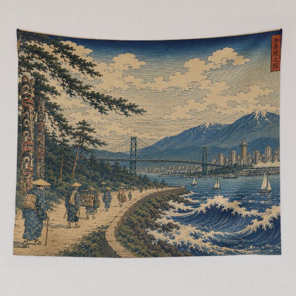 Item preview, Stanley Park Ukiyo-e Art Print designed and sold by UkiyoCities.