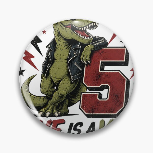 Item preview, Five Is A Vibe Dinosaur Birthday Shirt Rockstar T-Rex 5th Birthday Kids T-Shirt designed and sold by SunnyDesign82.