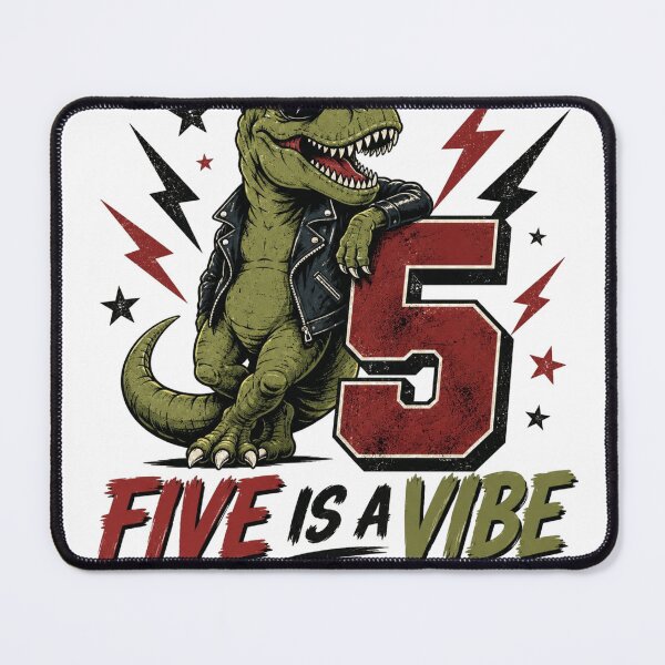 Item preview, Five Is A Vibe Dinosaur Birthday Shirt Rockstar T-Rex 5th Birthday Kids T-Shirt designed and sold by SunnyDesign82.