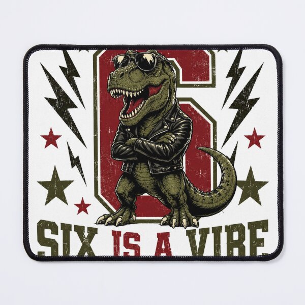 Item preview, Six Is A Vibe Dinosaur Birthday Shirt Cool T-Rex 6th Birthday Kids T-Shirt designed and sold by SunnyDesign82.