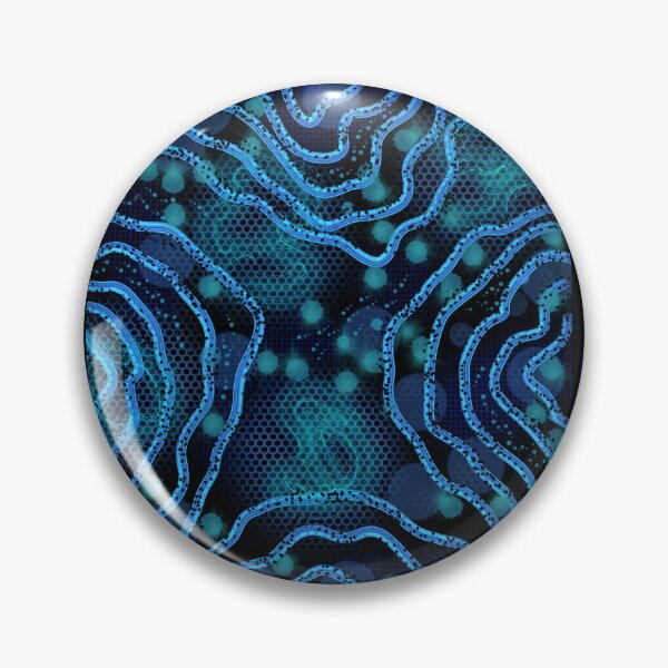 Item preview, Aquatic Flow - Turquoise Blue Organic Patterns on a Black Background - Abstract Digital Art - Decoration, Fashion & Gifts designed and sold by Pk-Gn-  /(°^°)\.
