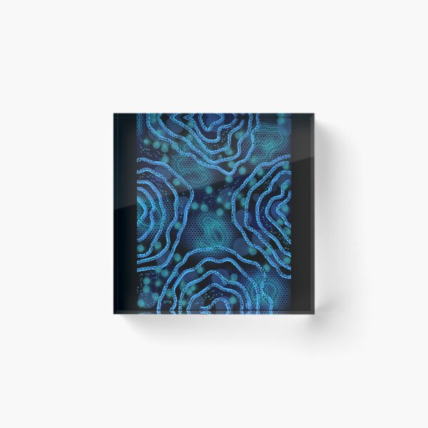 Item preview, Aquatic Flow - Turquoise Blue Organic Patterns on a Black Background - Abstract Digital Art - Decoration, Fashion & Gifts designed and sold by Pk-Gn-  /(°^°)\.