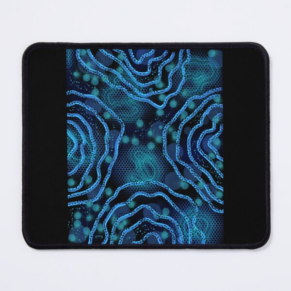 Item preview, Aquatic Flow - Turquoise Blue Organic Patterns on a Black Background - Abstract Digital Art - Decoration, Fashion & Gifts designed and sold by Pk-Gn- /(°^°)\.