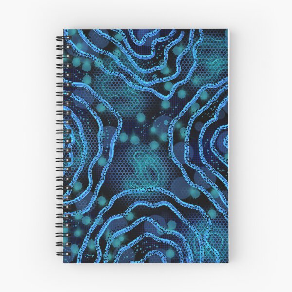 Item preview, Aquatic Flow - Turquoise Blue Organic Patterns on a Black Background - Abstract Digital Art - Decoration, Fashion & Gifts designed and sold by Pk-Gn-  /(°^°)\.