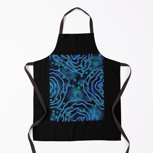 Item preview, Aquatic Flow - Turquoise Blue Organic Patterns on a Black Background - Abstract Digital Art - Decoration, Fashion & Gifts designed and sold by Pk-Gn- /(°^°)\.