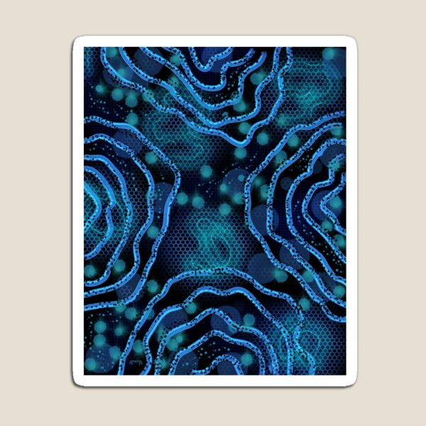 Item preview, Aquatic Flow - Turquoise Blue Organic Patterns on a Black Background - Abstract Digital Art - Decoration, Fashion & Gifts designed and sold by Pk-Gn-  /(°^°)\.