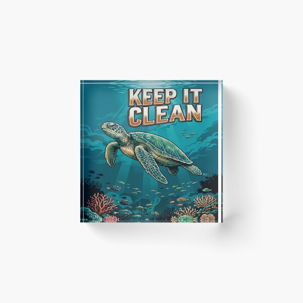 Item preview, Keep It Clean Sea Turtle — Ocean Conservation Art Print Reef Wildlife designed and sold by MālamaThreads.