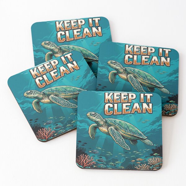 Item preview, Keep It Clean Sea Turtle — Ocean Conservation Art Print Reef Wildlife designed and sold by MālamaThreads.