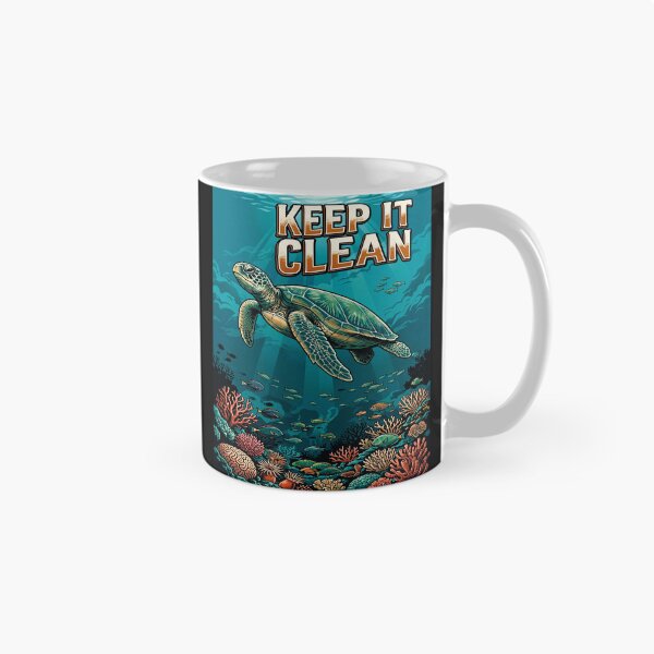 Item preview, Keep It Clean Sea Turtle — Ocean Conservation Art Print Reef Wildlife designed and sold by MālamaThreads.