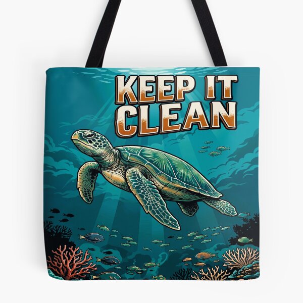 Item preview, Keep It Clean Sea Turtle — Ocean Conservation Art Print Reef Wildlife designed and sold by MālamaThreads.
