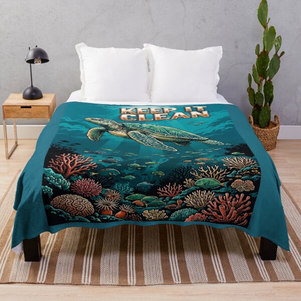 Item preview, Keep It Clean Sea Turtle — Ocean Conservation Art Print Reef Wildlife designed and sold by MālamaThreads.