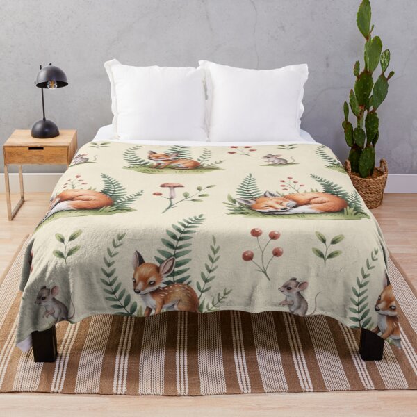 Item preview, Fox Bunny Seamless Pattern Cottagecore Watercolor designed and sold by CalmCapy Co.