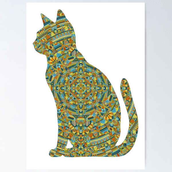 Item preview, Kingfisher Cat Mandala Silhouette designed and sold by Always Wanted.