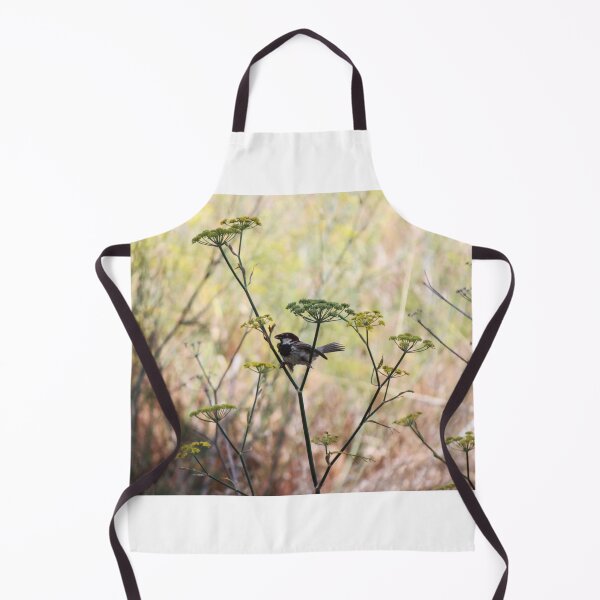 Item preview, Song Sparrow Perched Among Wild Fennel Stems in Dry Meadow, Small Brown Bird Close-Up designed and sold by Nmallia.