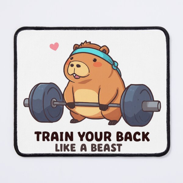 Item preview, Train Your Back Like a Beast – Capybara Deadlift Gym Meme designed and sold by Sparkofart07.