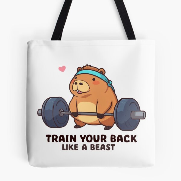 Item preview, Train Your Back Like a Beast – Capybara Deadlift Gym Meme designed and sold by Sparkofart07.