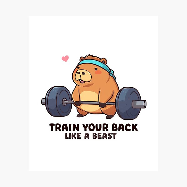 Item preview, Train Your Back Like a Beast – Capybara Deadlift Gym Meme designed and sold by Sparkofart07.
