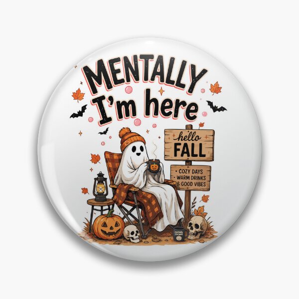 Item preview, Mentally I'm Here Ghost Fall Halloween Shirt | Cozy Autumn Vibes Cute Ghost Drinking Coffee designed and sold by Snifferius.