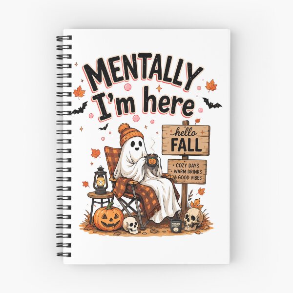 Item preview, Mentally I'm Here Ghost Fall Halloween Shirt | Cozy Autumn Vibes Cute Ghost Drinking Coffee designed and sold by Snifferius.