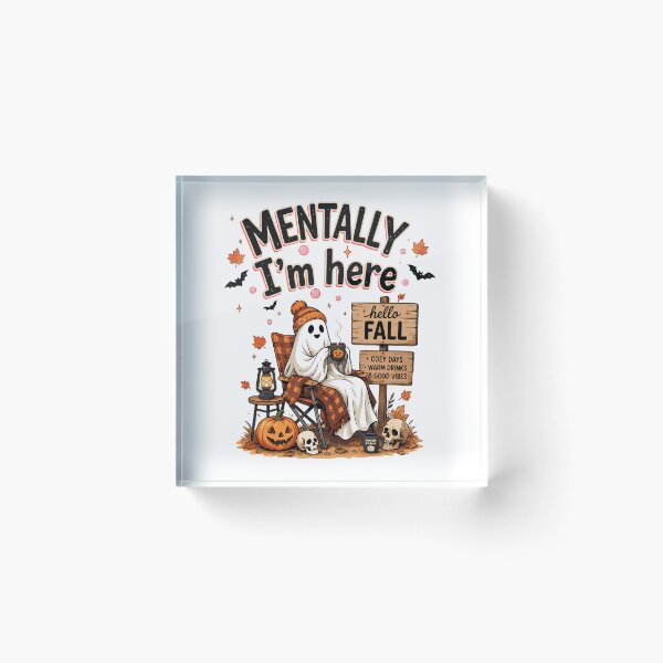 Item preview, Mentally I'm Here Ghost Fall Halloween Shirt | Cozy Autumn Vibes Cute Ghost Drinking Coffee designed and sold by Snifferius.