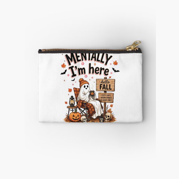 Item preview, Mentally I'm Here Ghost Fall Halloween Shirt | Cozy Autumn Vibes Cute Ghost Drinking Coffee designed and sold by Snifferius.