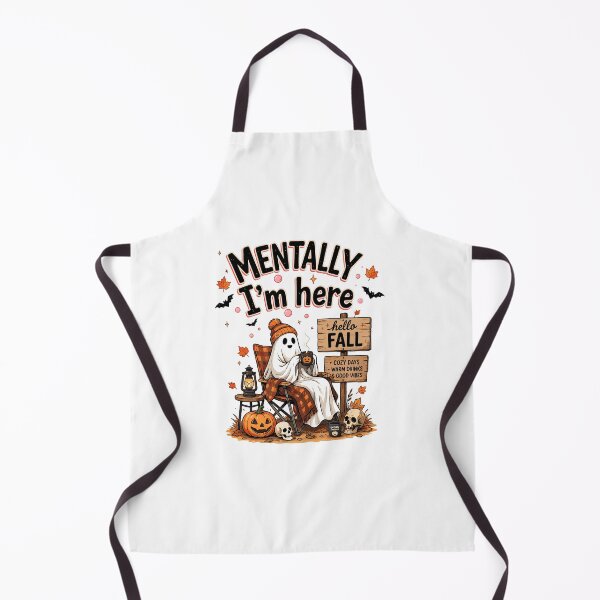 Item preview, Mentally I'm Here Ghost Fall Halloween Shirt | Cozy Autumn Vibes Cute Ghost Drinking Coffee designed and sold by Snifferius.