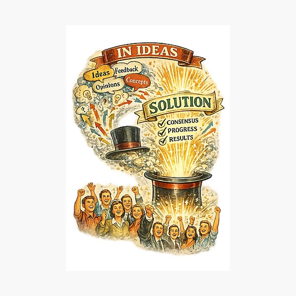 Item preview, Retro Americana Idea-to-Solution Magician | Vintage Innovation & Consensus Illustration | Transparent PNG designed and sold by Hookesmode.