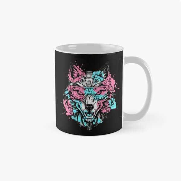 Item preview, Cyberpunk Mecha Wolf Futuristic Neon Splatter designed and sold by ArtdesignsA.