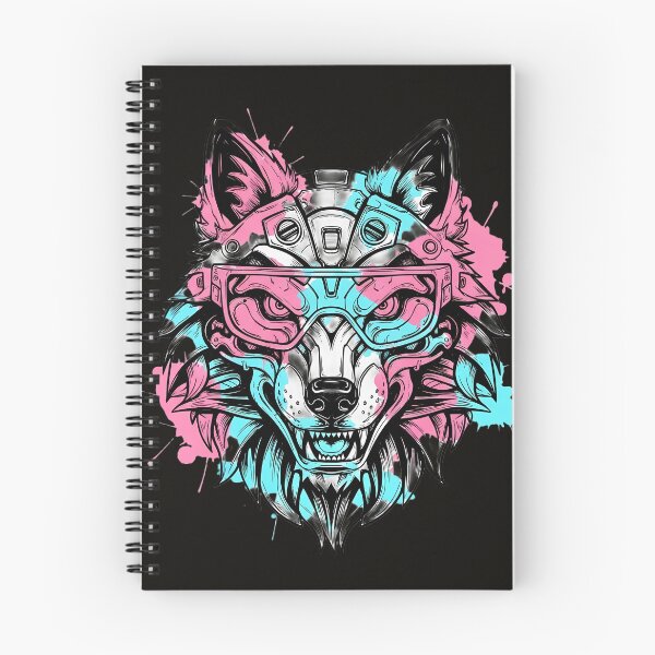 Item preview, Cyberpunk Mecha Wolf Futuristic Neon Splatter designed and sold by ArtdesignsA.