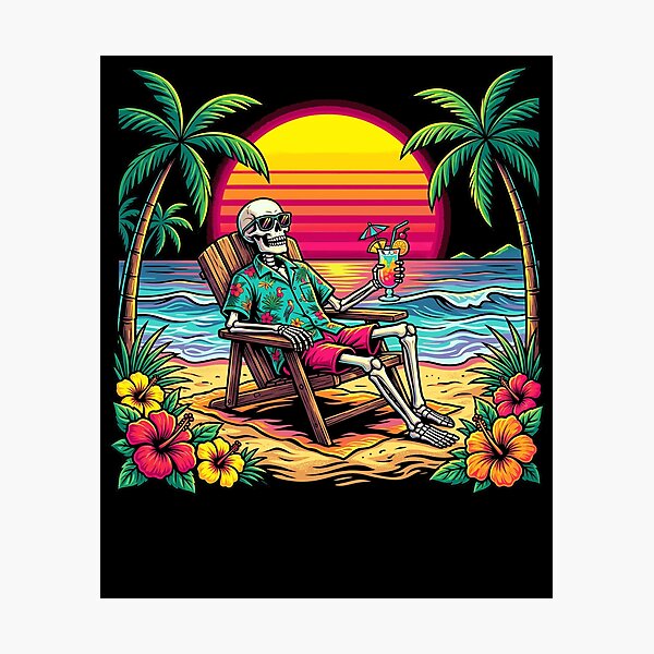 Item preview, Funny Skeleton Relaxing On Tropical Beach Summer Vacation designed and sold by Littermin.