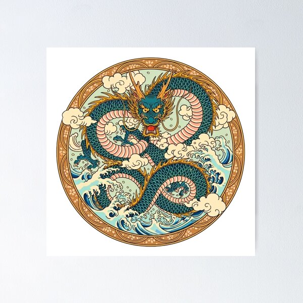 Item preview, #2 Ryokuryu | Green Wave Dragon designed and sold by FUJIYAMA-JAPAN-WORKS.